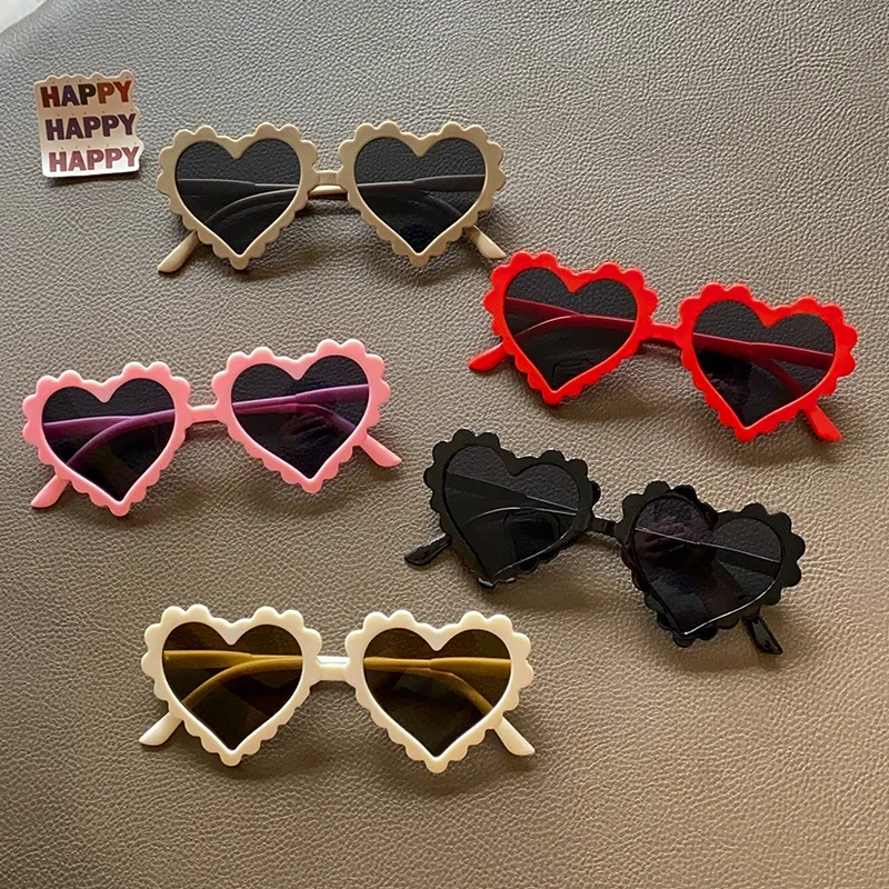 Children Classic Wave Heart UV400 Sunglasses Outdoor Girls Boys Vintage Colorful Protection