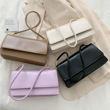 Borsa a tracolla da donna alla moda Borsa da ascella in pelle PU Borsa piccola quadrata casual per borsa a tracolla elegante in tinta unita da donna