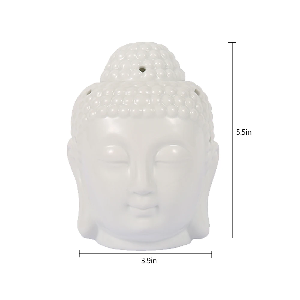 Ceramic Buddha Head Aromatherapy Oil Burner Aroma Essential Oil Diffuser Indian Buddha Tibetan Incense Burner Tealight Holders 4