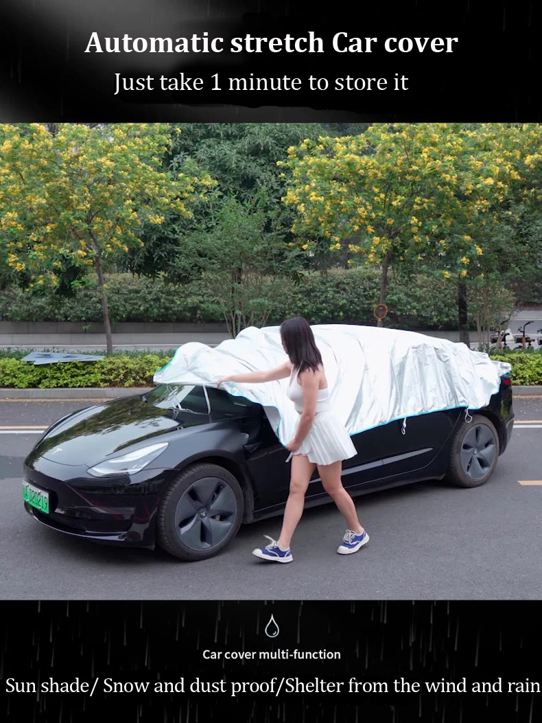 Copertura Auto Per Tesla Model 3 - Impermeabile 6 Strati PEVA Con Cerniera - Protezione Completa - Foto 2