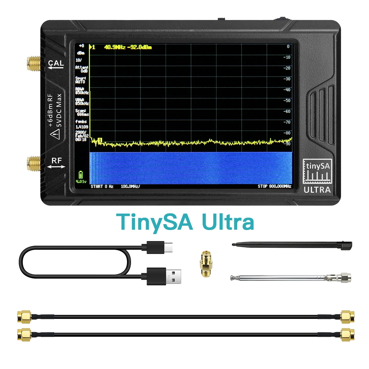 Handheld Display TinySA ULTRA 4" 100k-5.3GHz RF Signal Generator Spectrum Analyzer for SDR Radio Shortwave Antenna shortwave antenna