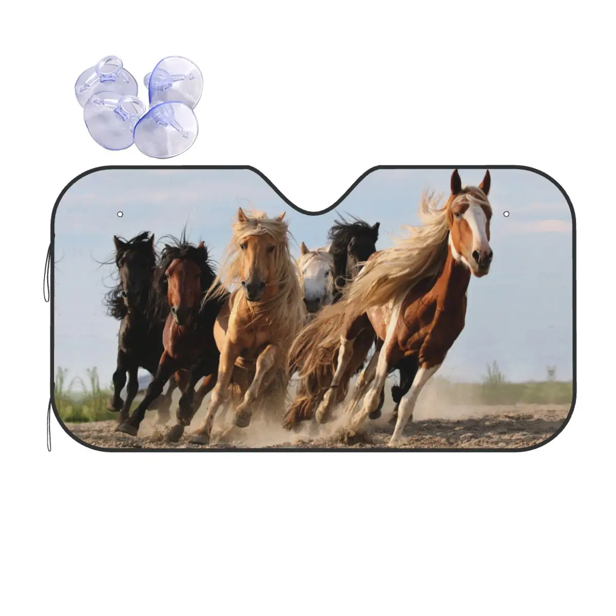 Horse Race Cute Parasole Parabrezza 70X130Cm Galoppo Animal Lovers Foils Parasole Parasole Protect