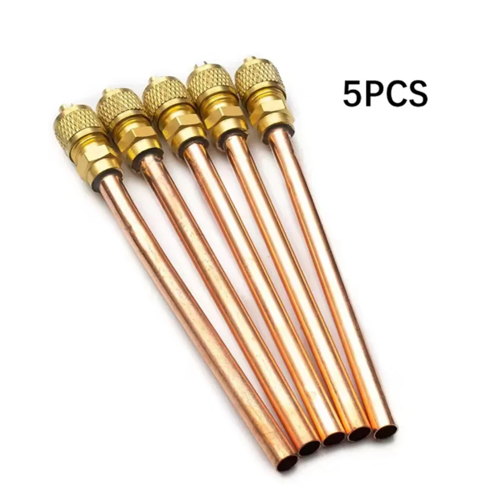 Refrigerant Charging Valve 5Pcs Set HVAC One-Way Service Valve Tube for Air Conditioner Cooling Systems Copper Brass Repair Part