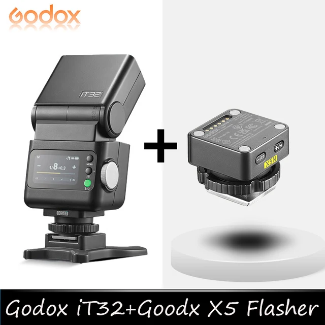 Godox X5 C/S/N/F/O Wireless TTL Magnetic Flash Trigger with Godox iT32 iFlash Camera Flash TTL HSS Rotating Head on Camera Flash