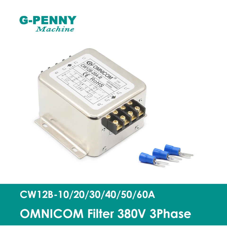 CW12B-S Three-Phase EMI Power Filter 380VAC 50A - Enhanced Anti-Interference, For Industrial & Medical Equipment