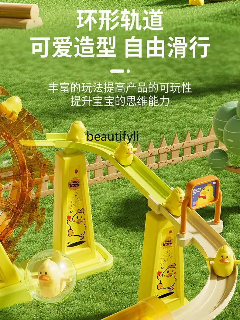 Little duck climbing stairs children educational electric track toy baby slide boy and girl gift