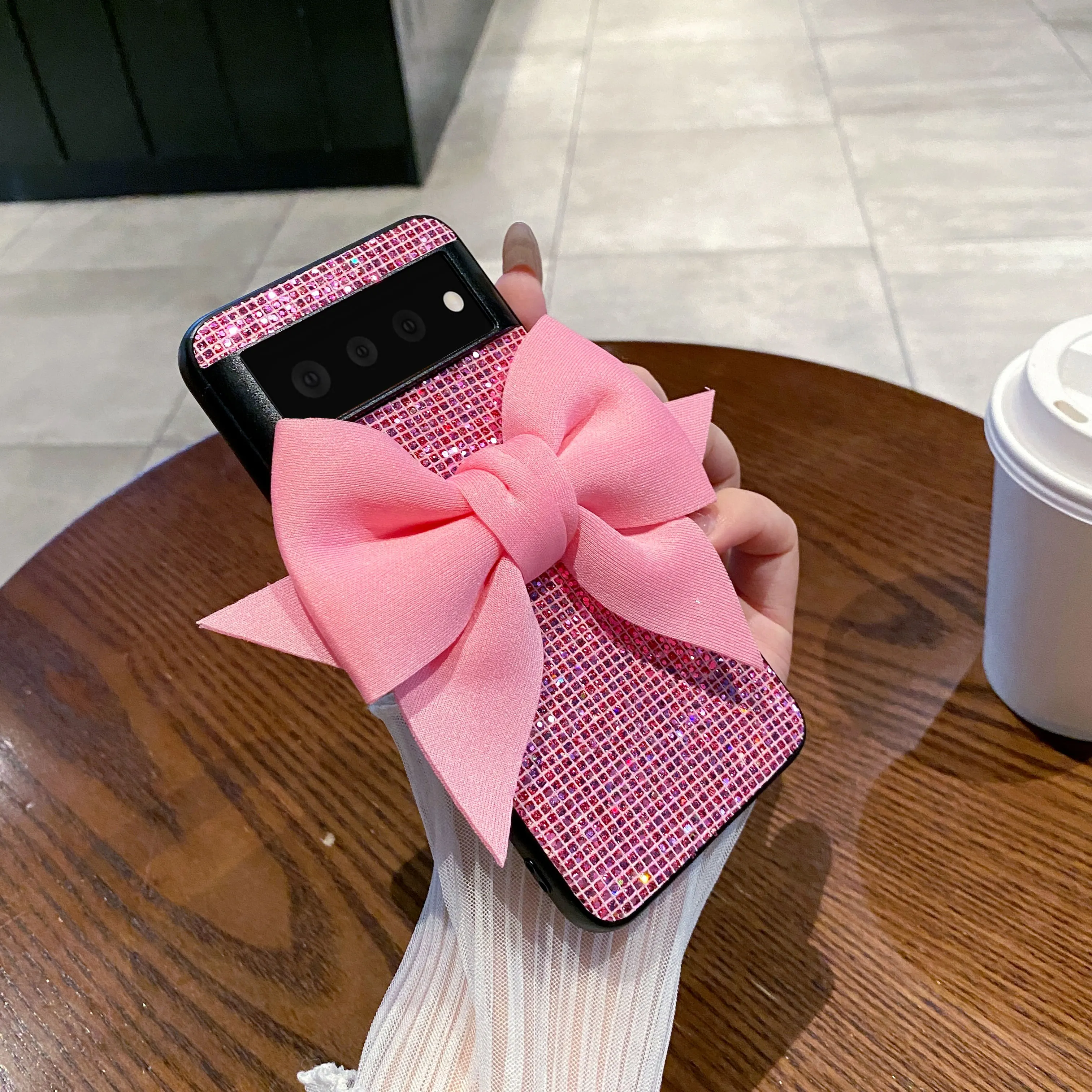 Chic 3D Pink Butterfly Glitter Lattice Phone Case