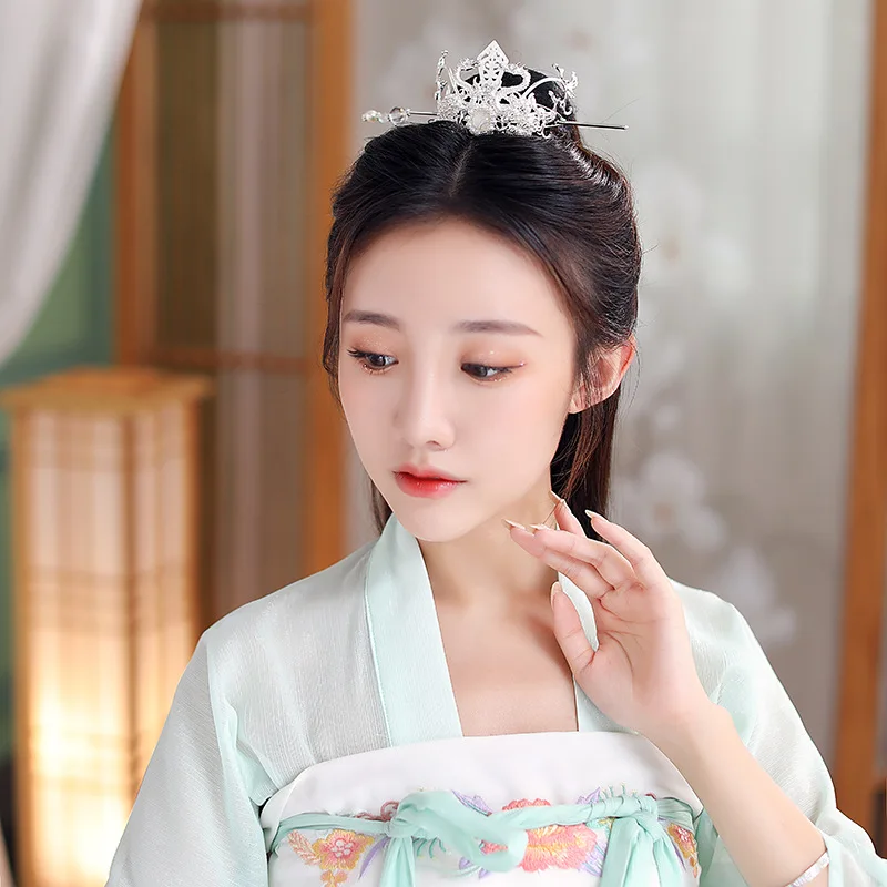 Hair Accessory Hair Headdress Hair Band Crown Chinese Hanfu Hair Crown Dragon Hairpin Gold And Silver Color Metal Hair Crown Hanfu Accessories Chopsticks Headdress