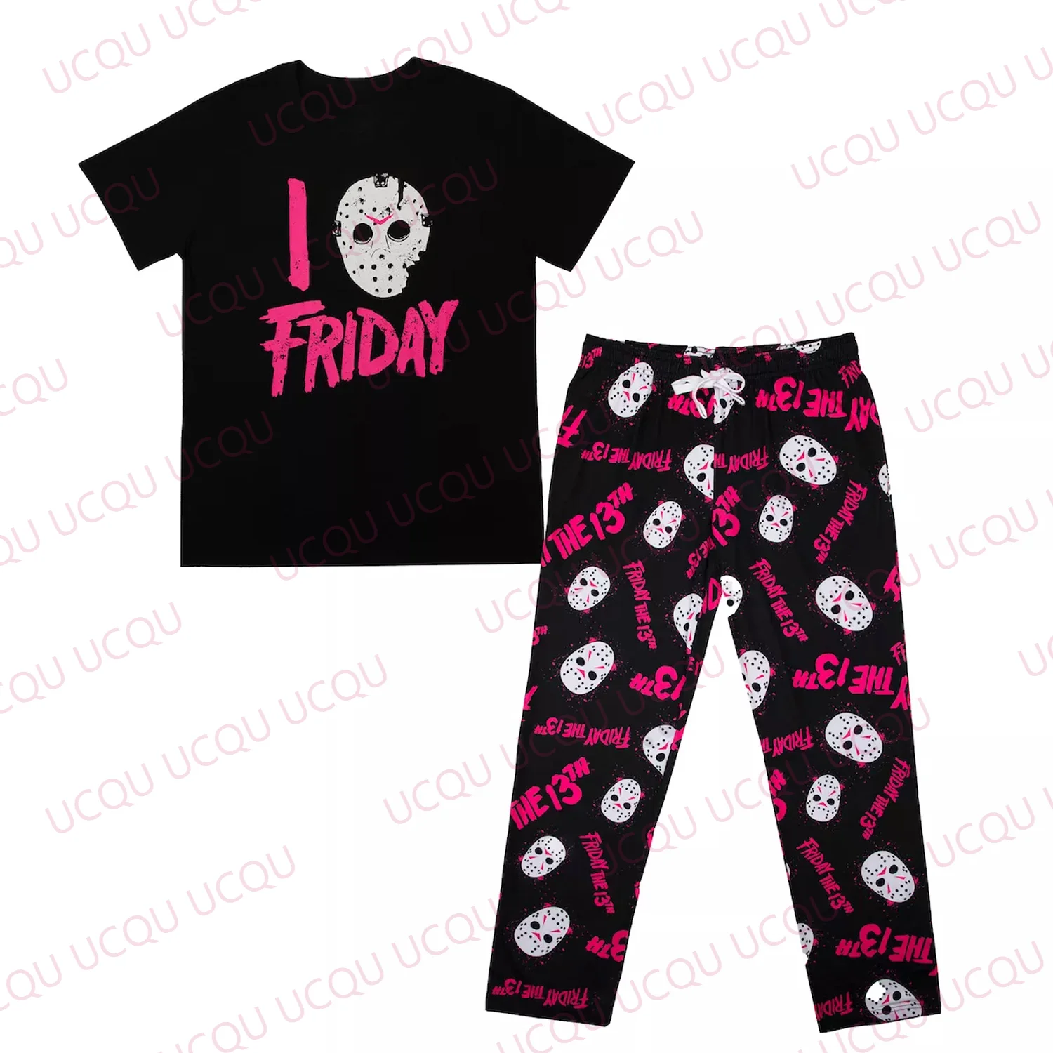 Friday the 13th Adult Juniors Cotton Sleepwear Set Tee Shirt and Sleep Pants Oversized Adult/Kids Pajama Long Pants