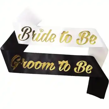 2 cinturini da spalla per la futura sposa e nastri cerimoniali per il futuro sposo, adatti per matrimoni, feste di fidanzamento, feste di addio al single.
