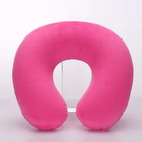 Travel Office Headrest U-shaped Inflatable Short Plush Cover + PVC Inflatable Pillow Pillow Support Cushion Neck Pillow 9 Colors 2