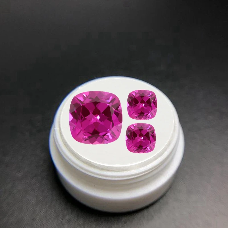 Verpackter rosa Rubin im Kissenform-Schliff, verschiedene Größen für Schmuckfassungen und Sammlungen, UV-getesteter Blutrubin – Detail 9