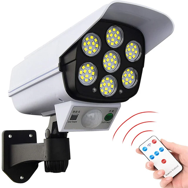 77 Led Napenergia -Fényérzékelő Biztonsági Dummy Kamera Vezeték Nélküli Kültéri Árvíz Ip65 Vízálló Lámpa 3 Mód Az Otthoni Kerthez