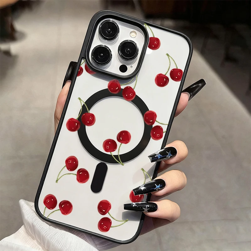 Red Cherry Pattern Magnetic Phone Case Cover