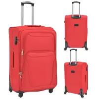 Ensemble de 3 valises souples rouges, ensemble de bagages souples 3 pièces, ensemble de valises rouges avec serrure TSA, sacs de voyage légers 2