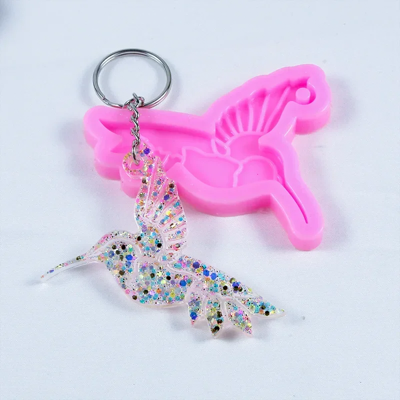 DIY Super Glossy Resin Hummingbird Silicone Mold Birds Epoxy Craft Keychain Cake Mould Polymer Clay Necklace Jewelry Making Mold
