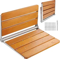 Folding Teak Shower Seat, 20.9 x 16'' Unfolded, Wall Mounted Fold Up Shower Bench with 500 lbs Load Capacity 1