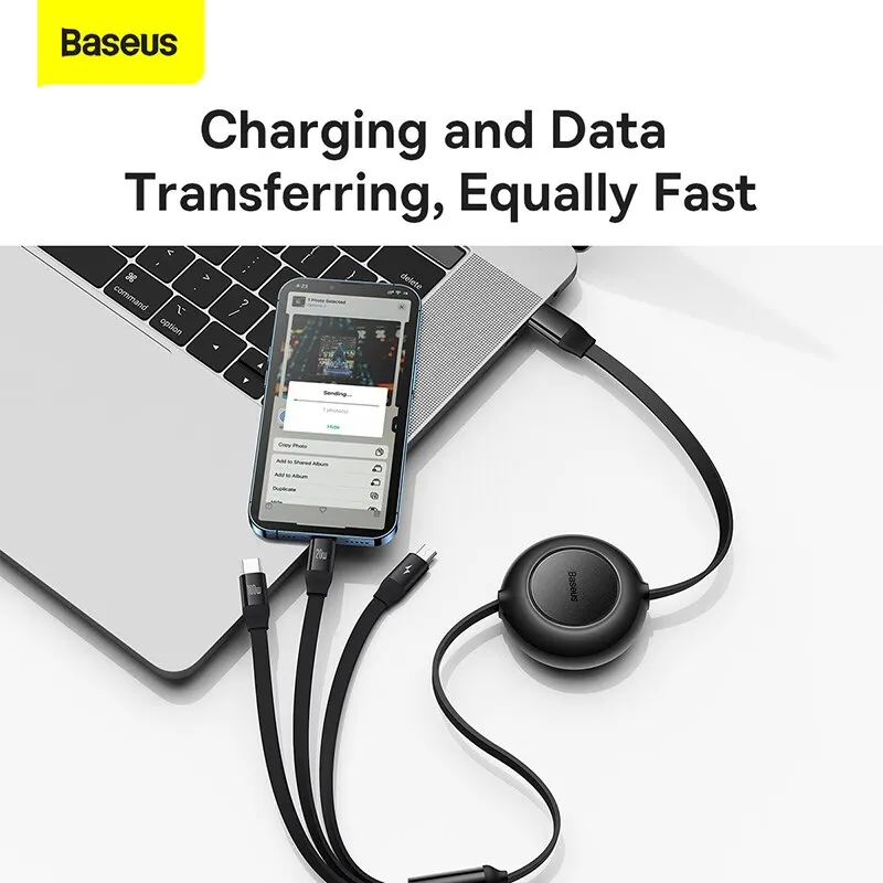 Baseus Retractable 100W 3 in 1 Fast USB - Image 6