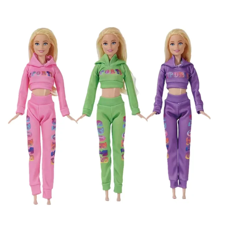 Green Purple Pink 1/6 BJD Doll Clothes For Barbie Dollhouse Outfits Hoodies Crop Top Pants Trousers 11.5