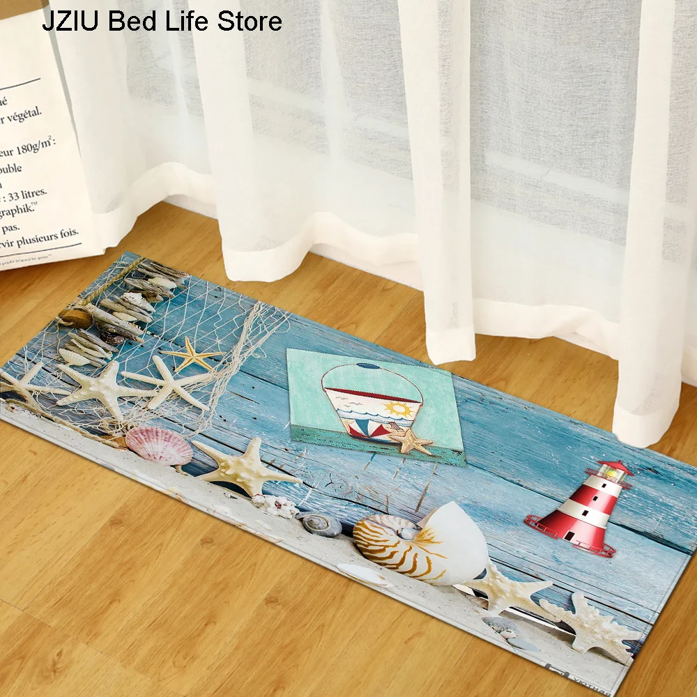 Seaside Beach Scenery Kitchen Non Slip Decorative Rug Modern Hallway