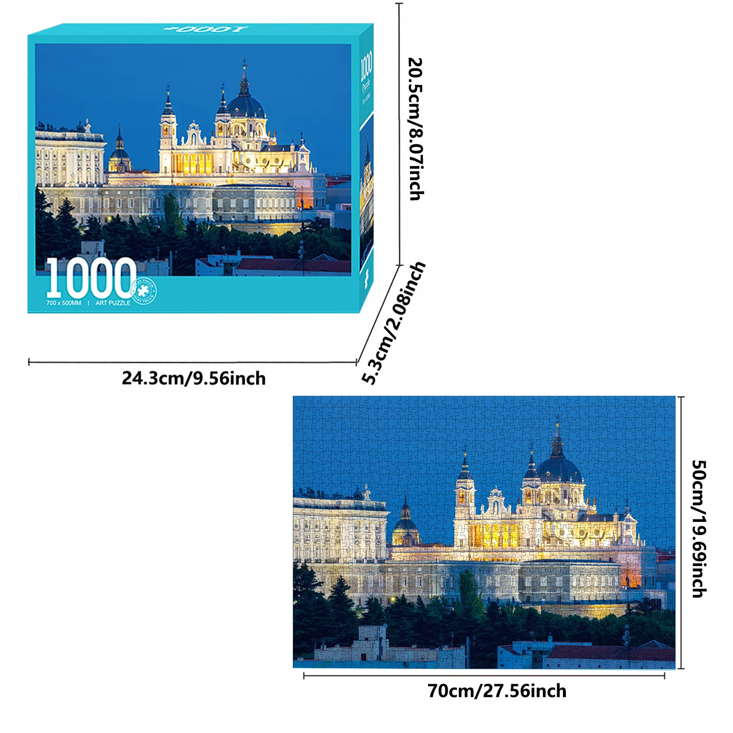 Almudena Cathedral Jigsaw Puzzles 1000 Pieces for Adults Home Decor Games Family Fun Floor Puzzles Educational Toys for Kids