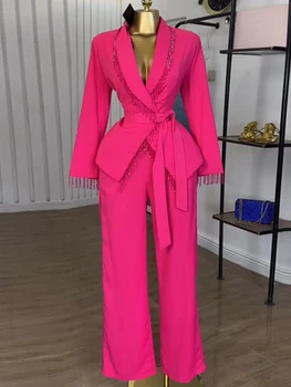 Two Piece Sets Women Outfits Statement Pant Set with Fringe Details Ideal for Birthday Dinners Evening Parties and Formal Events 1