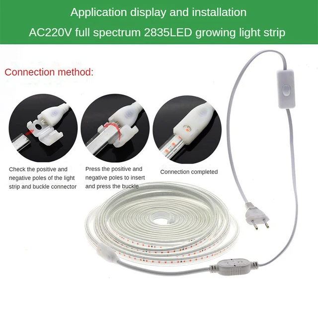 Led Növekedési Szalag Teljes Spektrumú Vízálló Ac220V Palánták Grow Könnyű Filito Lámpák Beltéri Növények Virágok Hidroponikus - Image 6