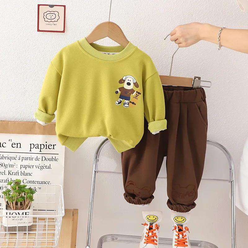 

Baby Boy Clothes Set Spring Autumn Fashion Skateboarding Dog O-neck Pullover Long Sleeve T-shirts and Pants Childrens Clothing