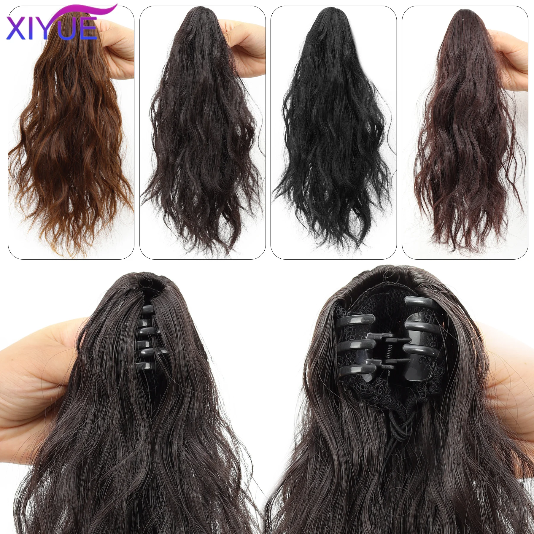 Premium Synthetic Curly Claw Clip In Ponytail Daily Use brown Black Short Hairpiece Fluffy Hair Fake Lady Pigtail Hair Extension