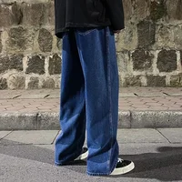 Jean ample pour hommes, Streetwear, Style coréen, mode, ample, droit, jambes larges, vêtements de marque, noir, bleu clair, nouvelle collection 2026 6