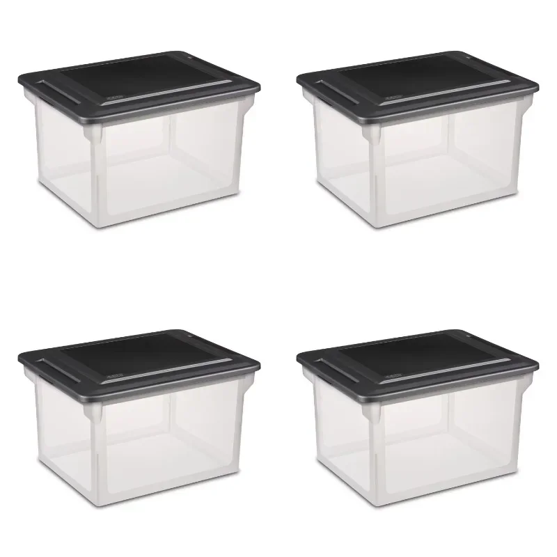 

Sterilite Plastic File Box Black, Set of 4