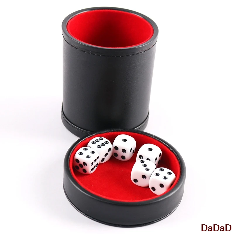 PU Leather Flannel Mute Dice Cups With 5pcs Dices Bar Game Supplies 1pcs