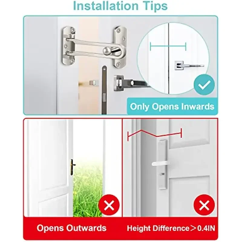 Clasp Locks Insurance Door Bolt Anti-Theft Room Bar Buckle Chain Stainless Steel For Bedroom Home Improvement