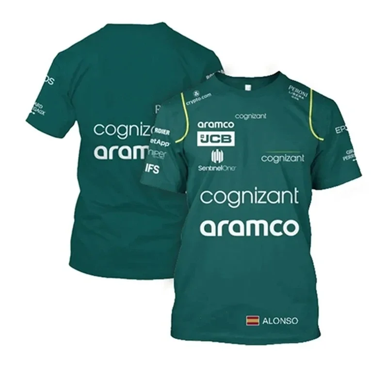 thumbnail image 1 of Camisetas del equipo de F1 Aston Martin 2023, camisetas del piloto de carreras español Fernando Alonso 14 y Stroll 18, camisetas para niños en 3D de gran oferta, 1 of 5
