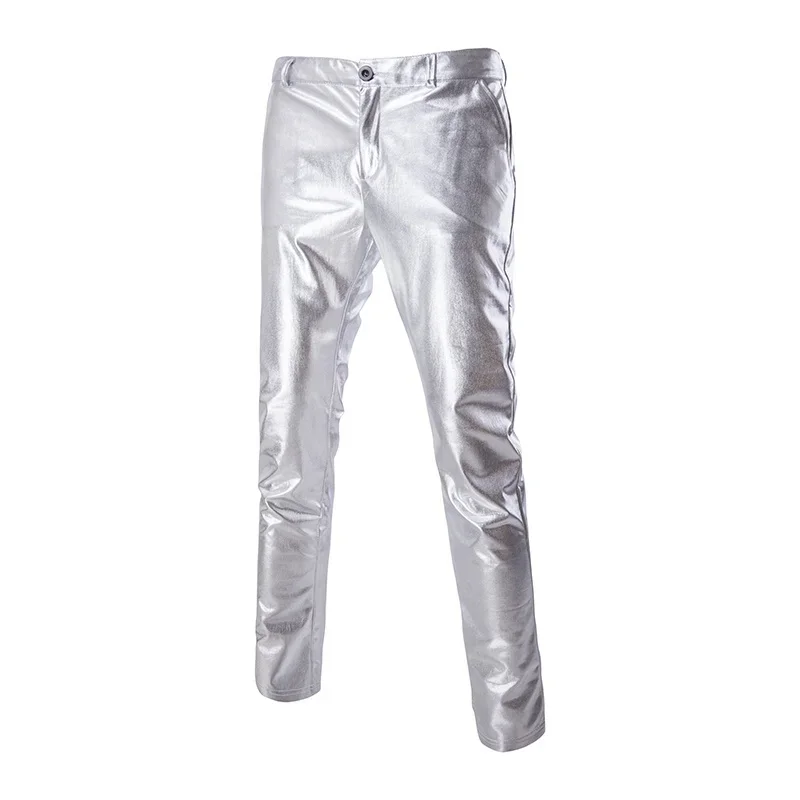 Men's Suit Slim Fit 2 Button 2 Piece Set Solid Shiny Party Gold Silver Black Suit For Men Wedding Prom Blazer Jacket & Pants