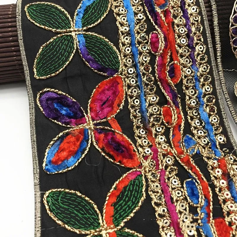 Ethnic Gold Thread Sequins African Lace Trims Ribbon DIY Sewing Dress Decoration Embroidered Fabric lace fabric lace ribbon lace garment accessories lace sewing supplies lace decoration lace accessories lace sewing accessories clothing craft accessories 1 Yards