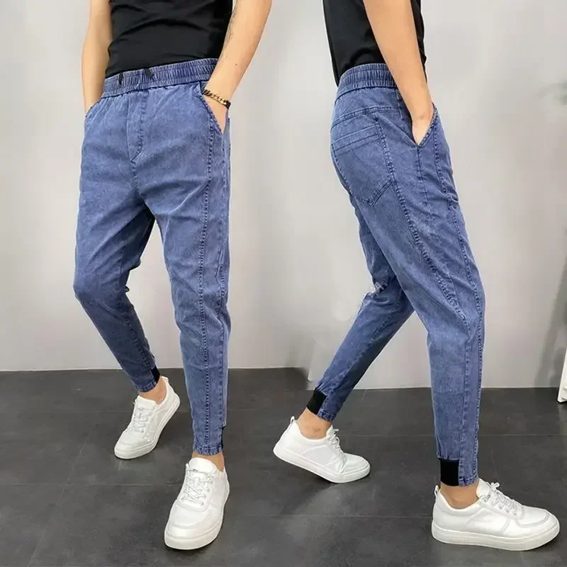 thumbnail image 1 of Pantalones vaqueros ajustados para hombre, pantalones rotos y ajustados, pantalones rotos, pantalones ajustados con agujeros, otoño coreano 2024, tallas XS, 1 of 5