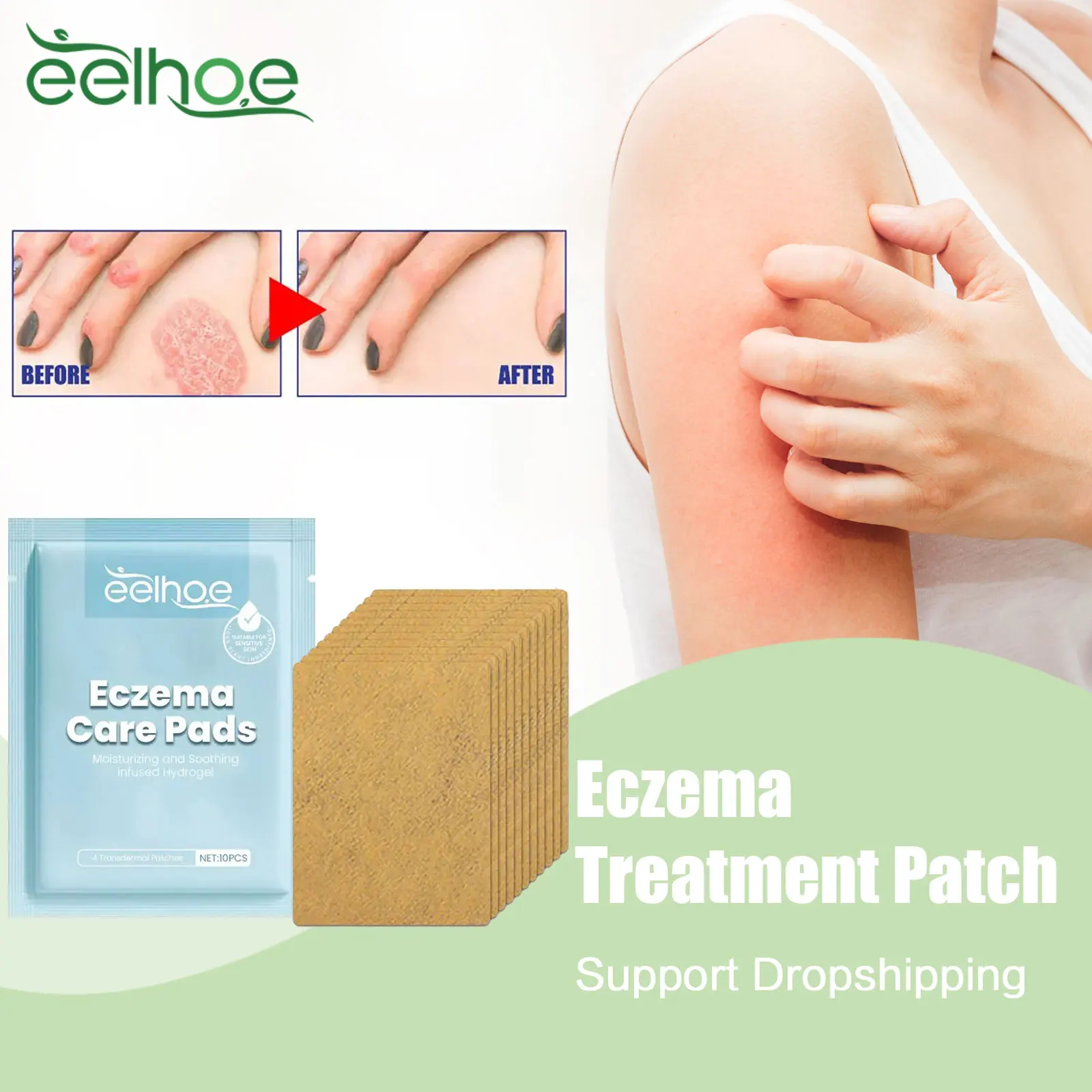 

EELHOE Eczema Treatment Patch Cure Psoriasis Hand Tinea Inhibit Dermatitis Fungus Antibacterial Herbal Skin Itch Relief Sticker