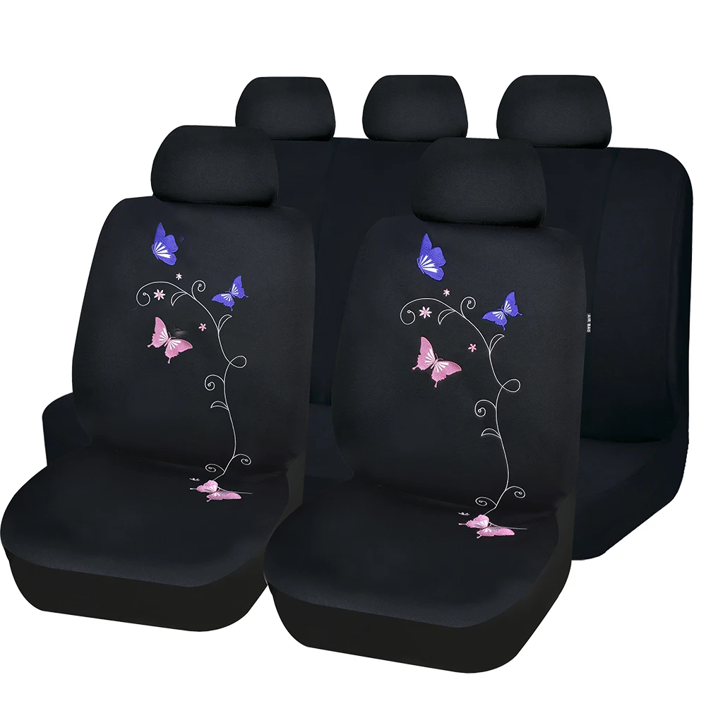 AUTOKING Universelle Autositzbezüge mit Schmetterlings-Stickerei, Autozubehör für Damen, passend für die meisten Autos, SUVs, LKWs, Vans