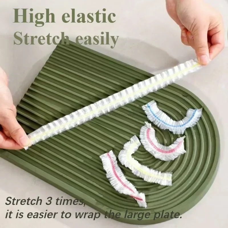 Close-up of elastic edge on food cover