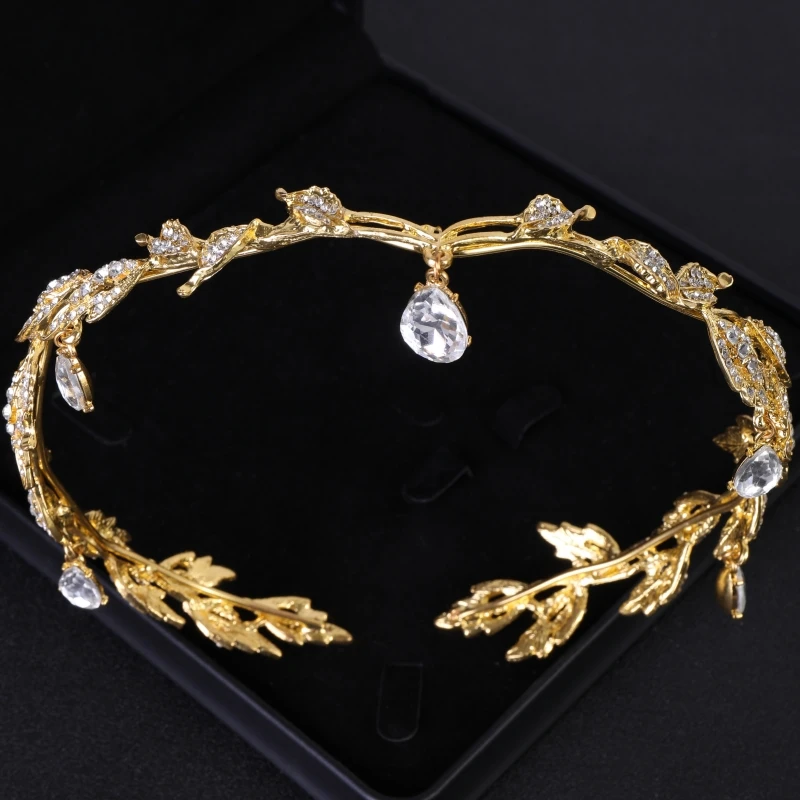 Gold Color Crystal Tiara Crown Party Prom Tiaras And Crowns Diadem For Women Bridal Wedding Hair Accessories Jewelry Crown Gifts