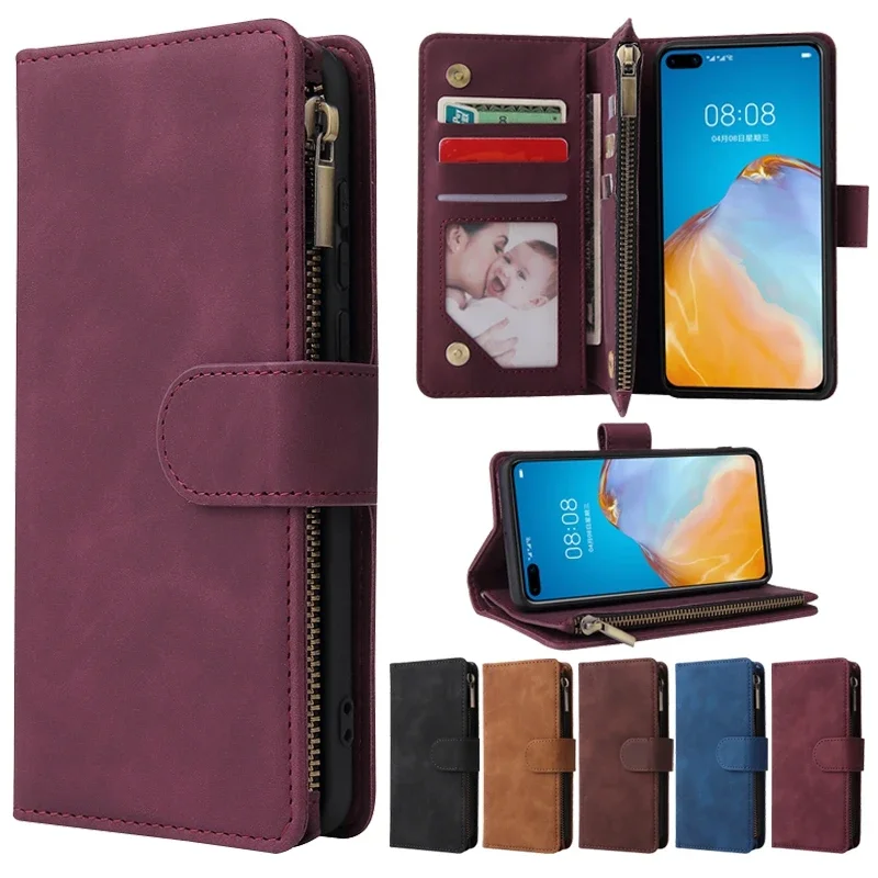 

Кожаный чехол-бумажник на молнии для Huawei P40 Pro Plus P30 P20 Lite 2019 Honor 20 Pro 20i 10i Mate 30 Pro Nova 7i