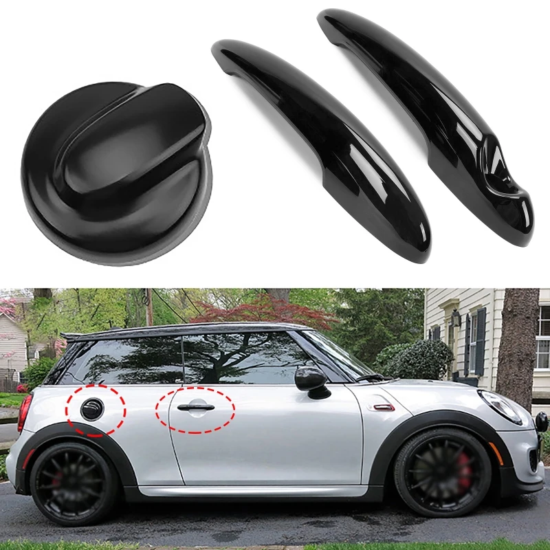 

3pcs/set Black Car Door Handle Covers & Gas Tank Cap for MINI Cooper S R55 2007-2014/R56 2006-2013