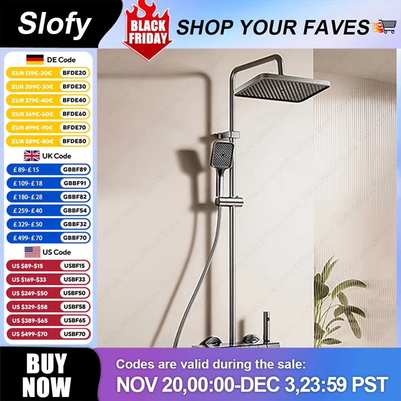 สี่โหมดระบบฝักบัวจอแสดงผลดิจิตอลหัวฝักบัวสายฝนขนาดใหญ่ปรับความสูงปกปิด Lower Spout ชุดฝักบัวห้องน้ํา 1