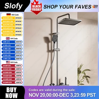 สี่โหมดระบบฝักบัวจอแสดงผลดิจิตอลหัวฝักบัวสายฝนขนาดใหญ่ปรับความสูงปกปิด Lower Spout ชุดฝักบัวห้องน้ํา 1