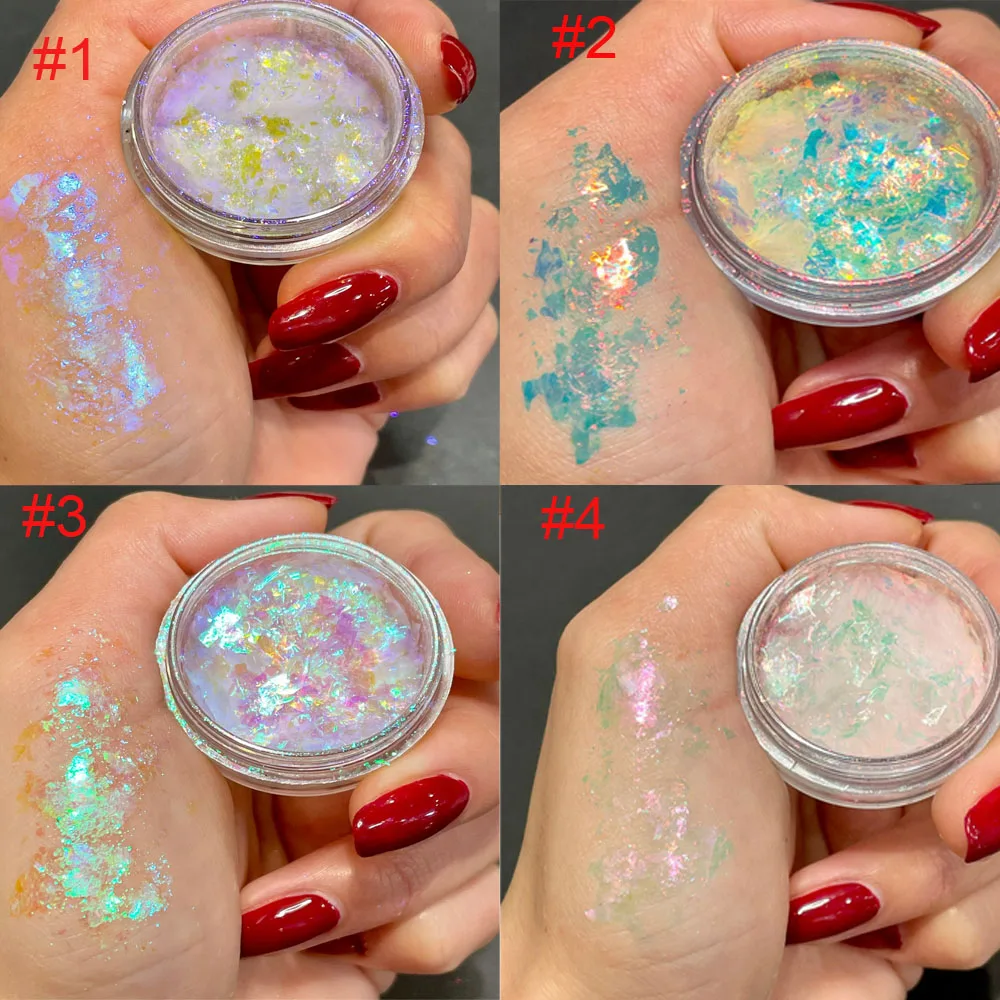 1 Scatola Shiny Mermaid Opal Powder Decorazioni Glitter Per Unghie Aurora Chameleon Paillettes Polvere 0.5-2G Shiny Aurora Flakes Opal Powder