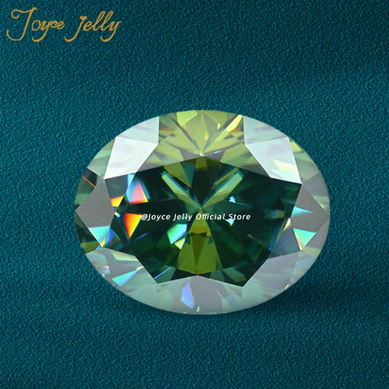 

JoyceJelly D Color VVS1 1 Carat Oval Green White Moissanite Excellent Cut Loose Gemstones Pass Diamond Tester Come With GRA Cert