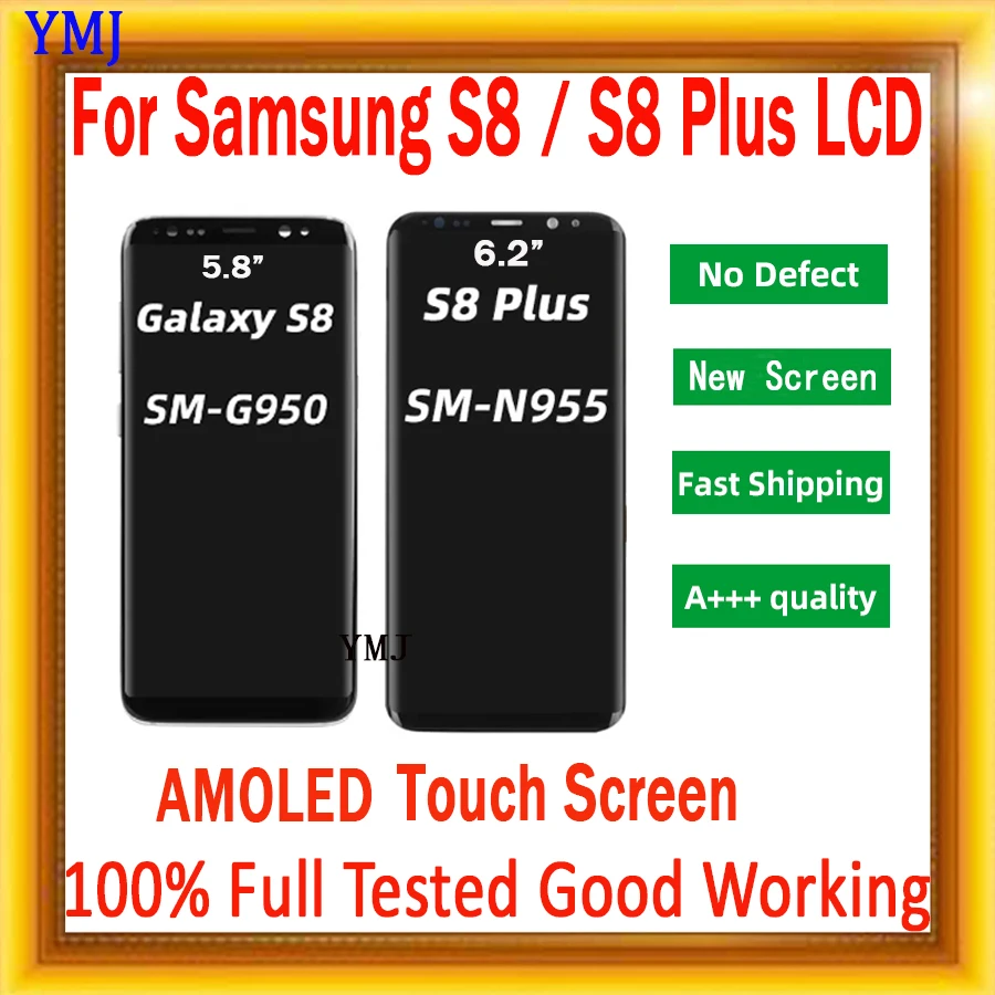 

New Super Amoled LCD For SAMSUNG Galaxy S8 Plus S8+ G955F S8 G950F Display With Touch Screen Digitizer Assembly replacement