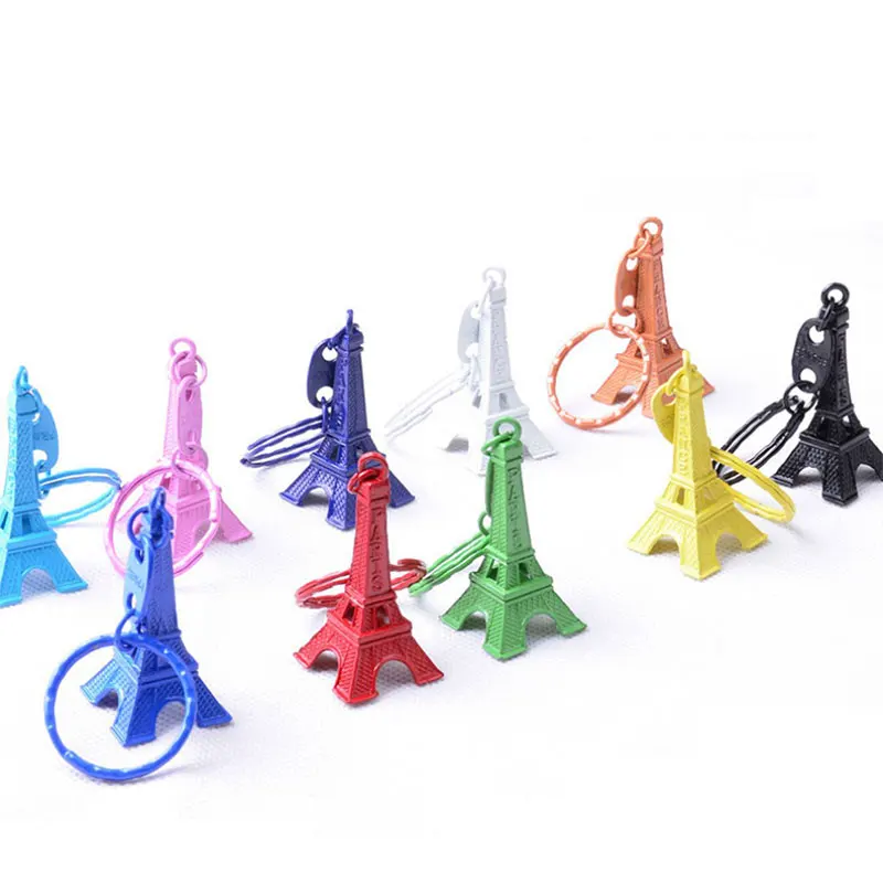 100pcs 10 Colors Paris Retro Mini Eiffel Tower Model Cute Keychain Keyring Keyfob Gift