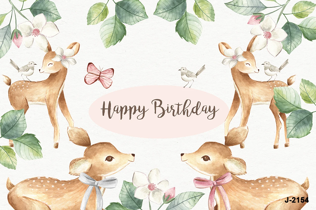 Bambi Deer Backdrop Kids Feliz Aniversário Wild One Party Animais da Selva Bela Cena Fotografia Fundo Decoração de Banner - Image 5